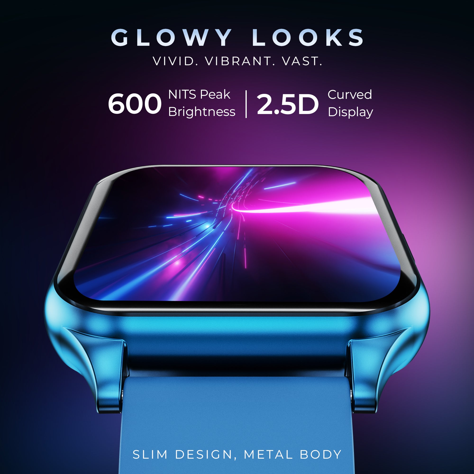 GIZMORE Glow Z 1.78 inch (4.52 cm) AMOLED Always-On Display BT Calling Smartwatch