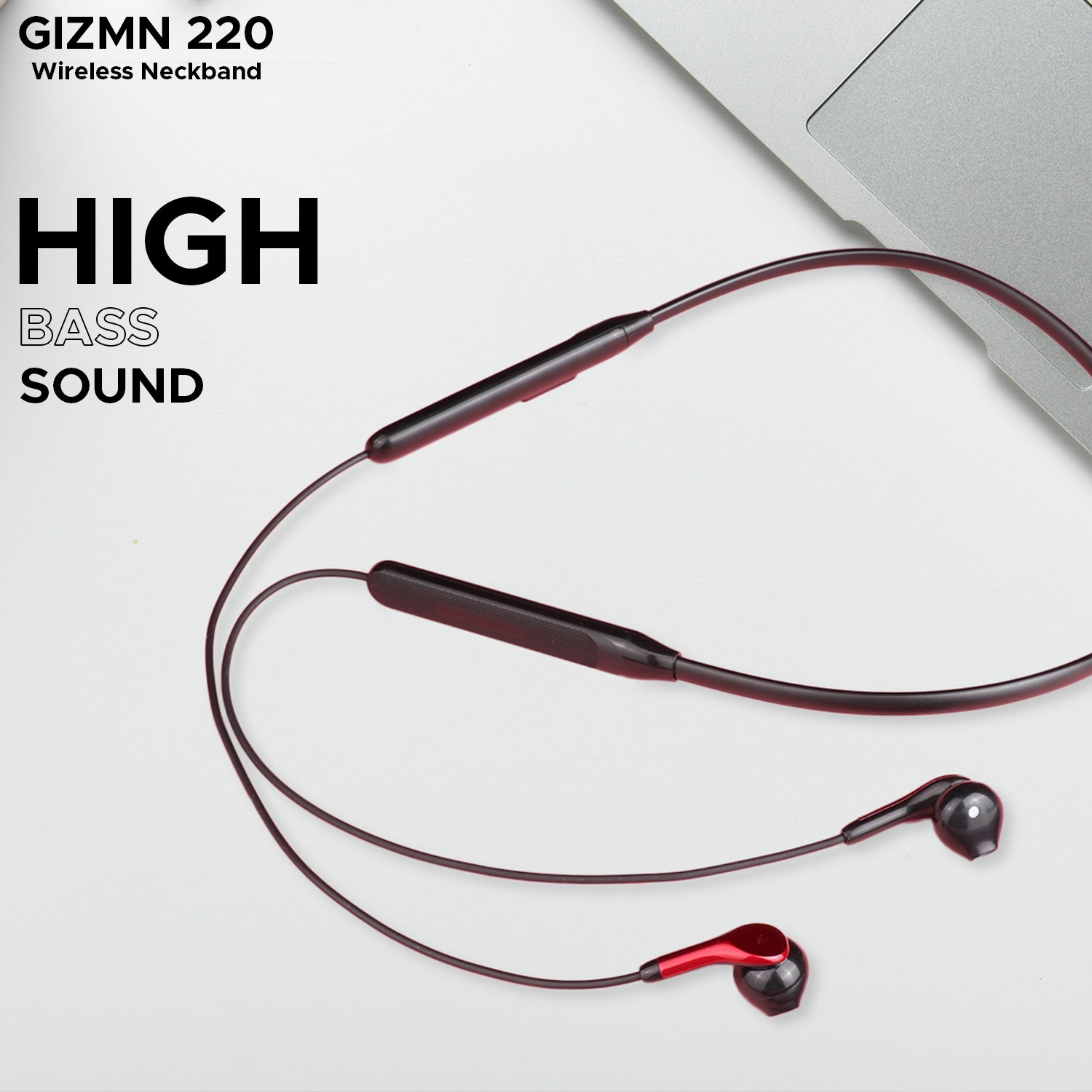 GIZMORE MN220 Wireless Bluetooth 5.0 in Ear Neckband| 20 Hours Playtime| 10 Min Charging Work Upto 2 hrs| Dual Pairing|360 Degree Surround Stereo| HD Microphone & Magnetic Earphone