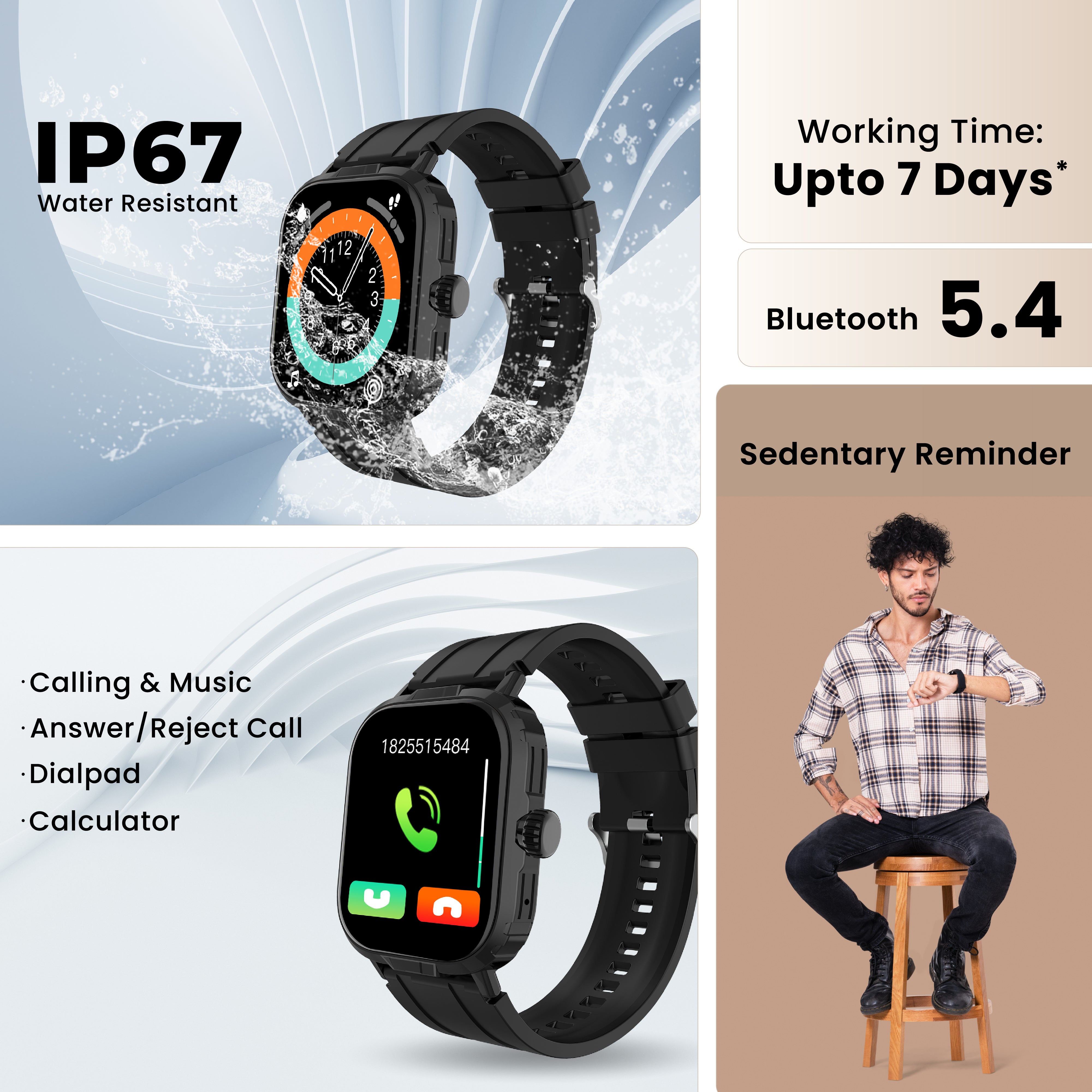 GIZFIT 982 NEXO  Smartwatch – 2.01” Display | Rotating Crown | Hindi Language Support | Voice Assistant | Up to 7 Days Battery Life