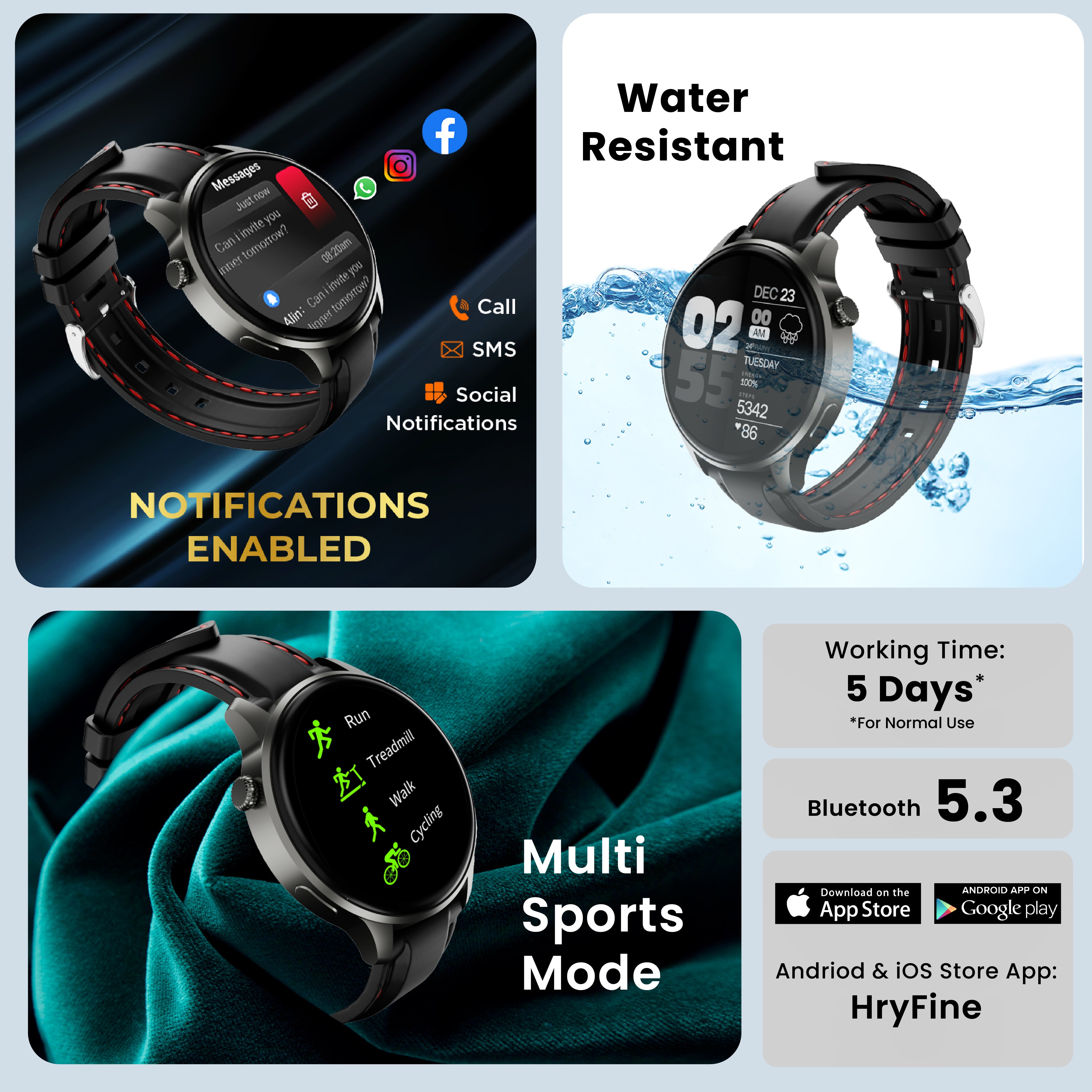 MIYAVI GIZFIT 985 ORBIT X Smartwatch | 1.5” Display | Sporty Metal Design | R