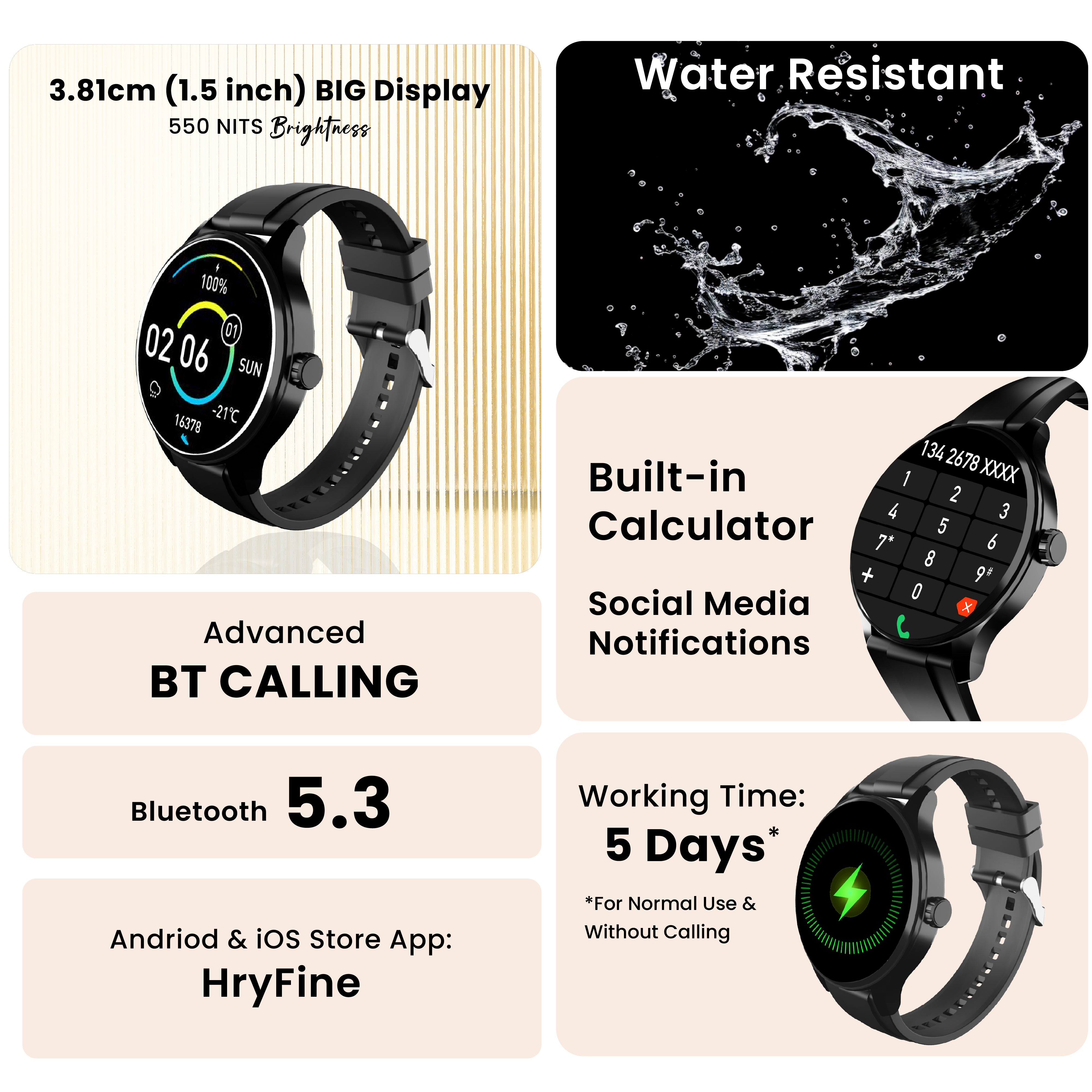 GIZFIT 985 Orbit S Smartwatch with 1.5