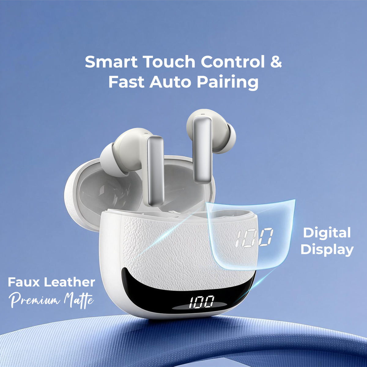 GIZMORE Gizbud 872 ANC Wireless Earbuds, Up to 45dB Noise Cancellation, 45ms Low Latency Gaming, Quad Mic with ENC, Up to 70 Hours Playtime, 13mm Driver, Digital LED Display