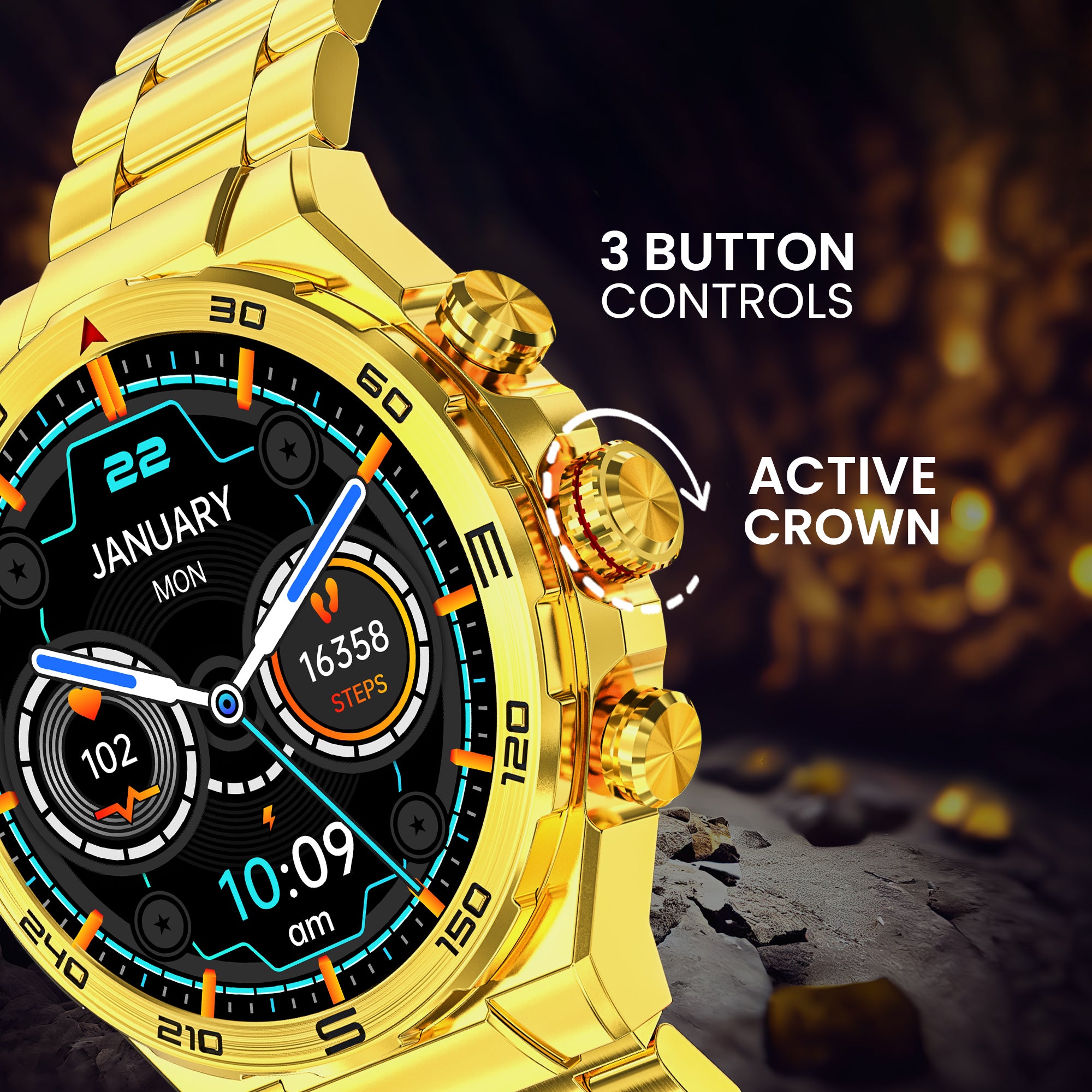 GIZMORE IKON Luxe 3.93cm (1.55) Super HD Display BT Calling Smartwatch