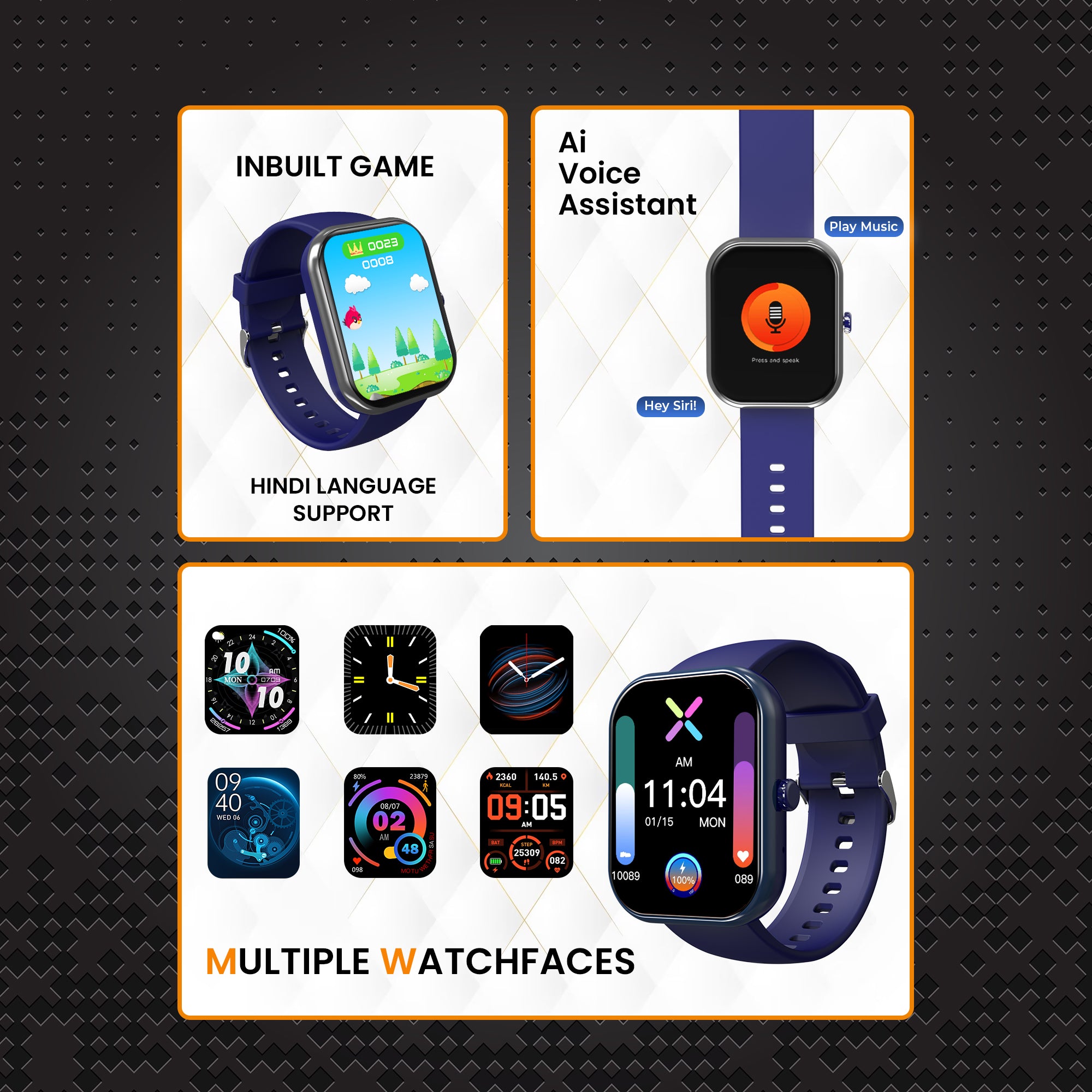 GIZMORE Ultra Max 2.01 (5.11 cm) Always-On-Big Display | 600 NITS Brightness & Split Screen | AI Voice Assistance | Rotating Crown | Health Suite | Bluetooth Calling Smart Watch for Men and Women
