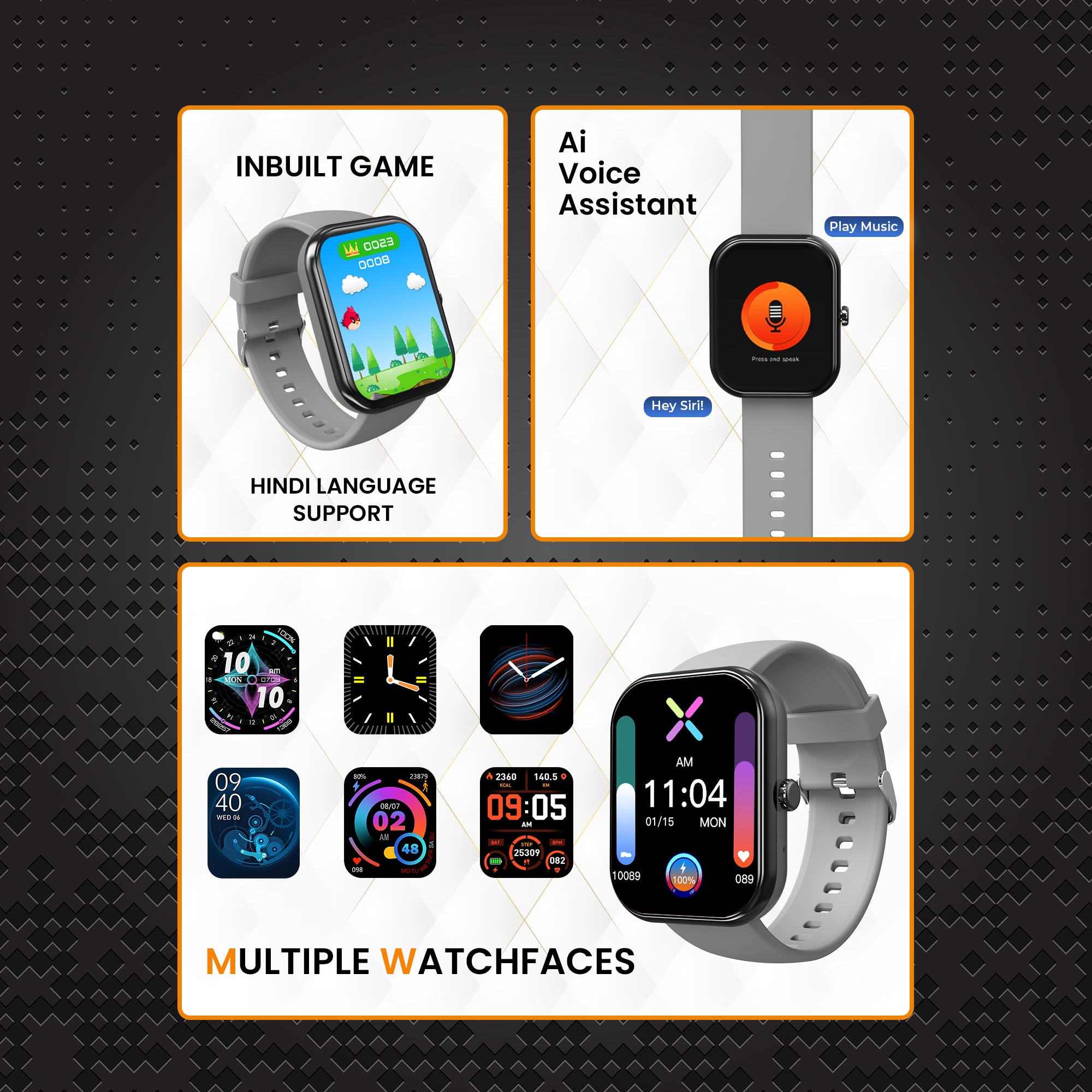 GIZMORE Ultra Max 2.01 inch (5.11 cm) Always-On-HD Display BT Calling Smartwatch