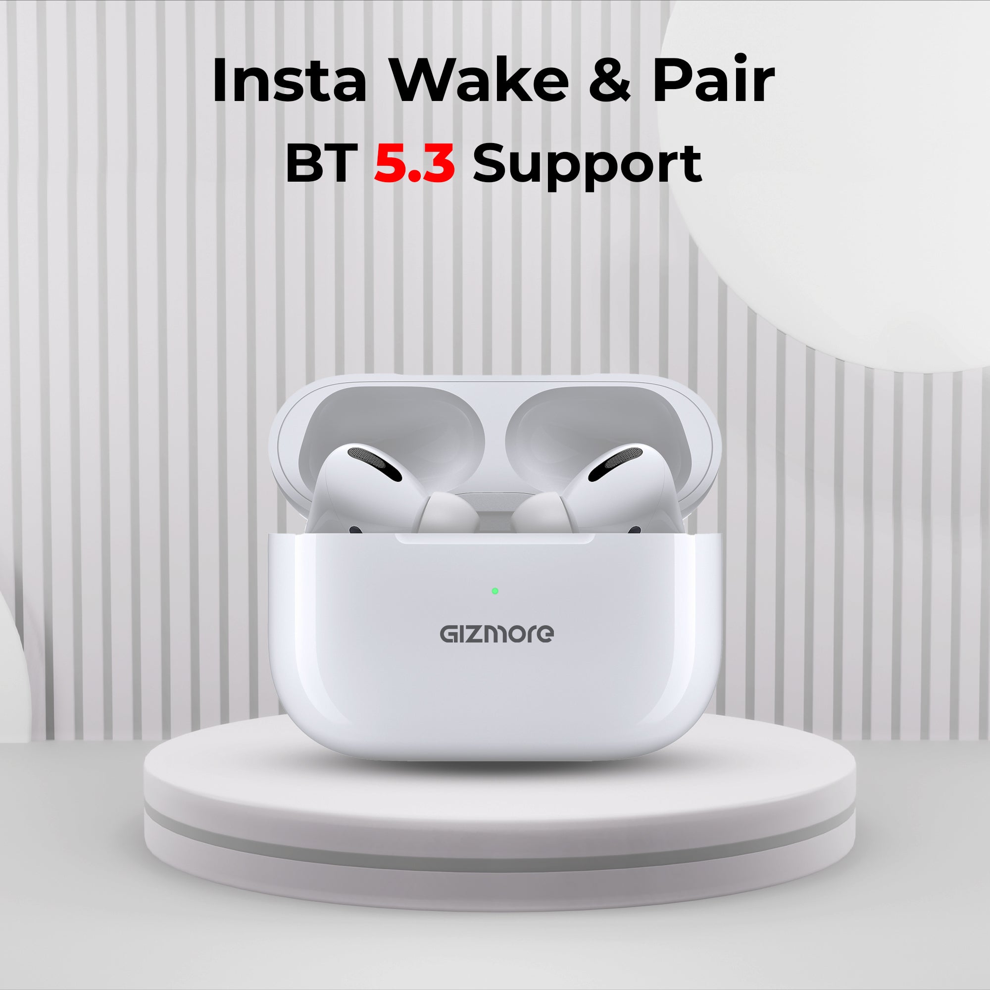 GIZMORE 871 RAGA TWS In-Ear Earbuds Wireless Charging with 20 Hours Playtime | Insta Wake N’ Pair Bluetooth V5.3| 13mm Bass Drivers | Sweat & Water Resistant | Touch Controls & Voice Assistant Earbuds