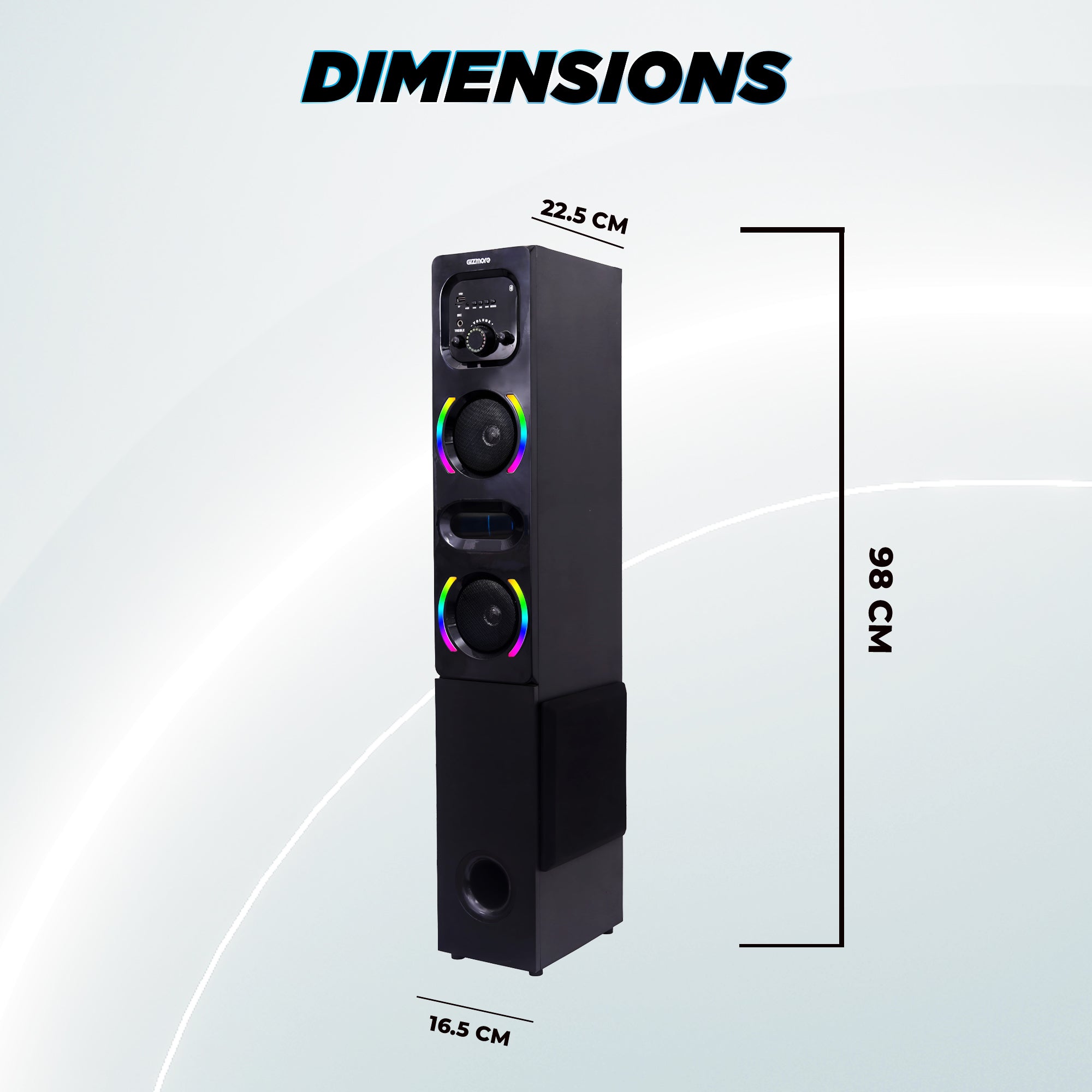 GIZMORE ST9000 100W DJ Tower Speaker | Digital LED Display & RGB Lights | Wireless MIC | Volume & Bass Control | Karaoke and Party Speaker with Multiple Connectivity