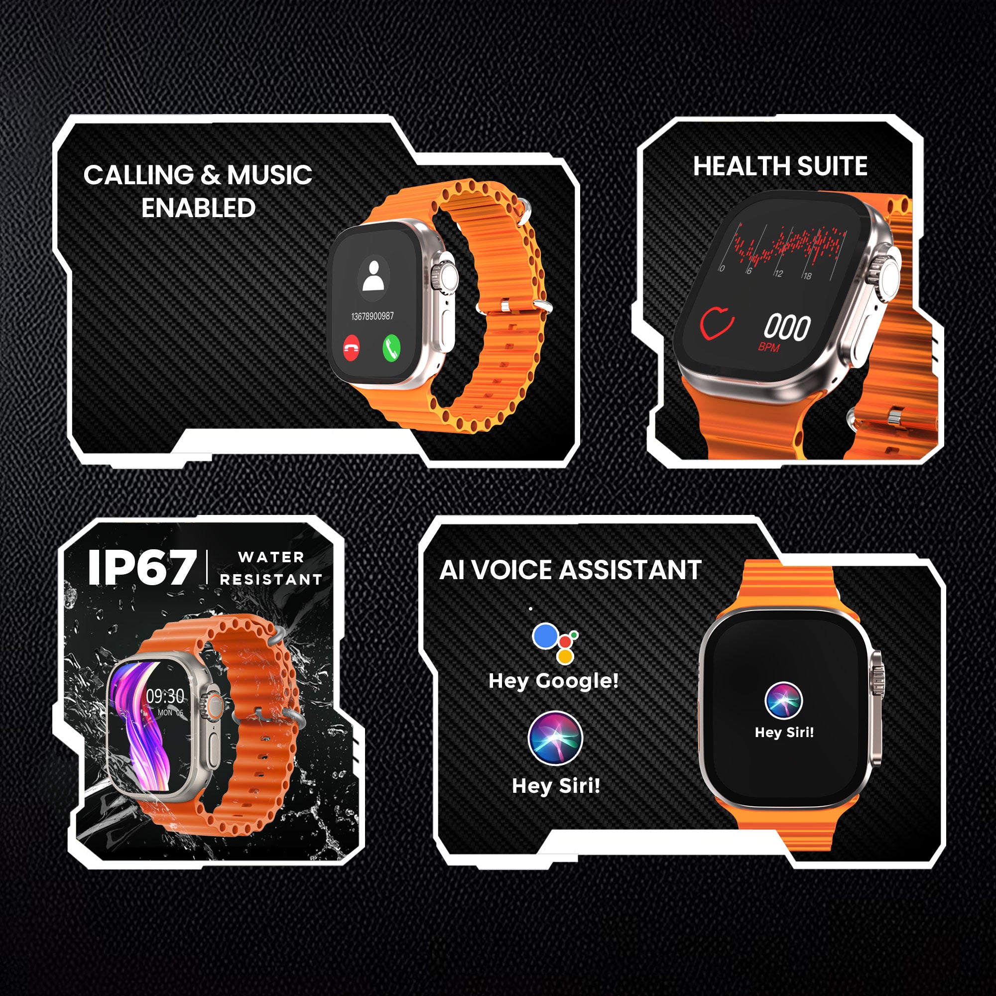 Gizmore CRAZE 2.01inch (5.1cm) Always-On Edge to Edge Display BT Calling Smartwatch