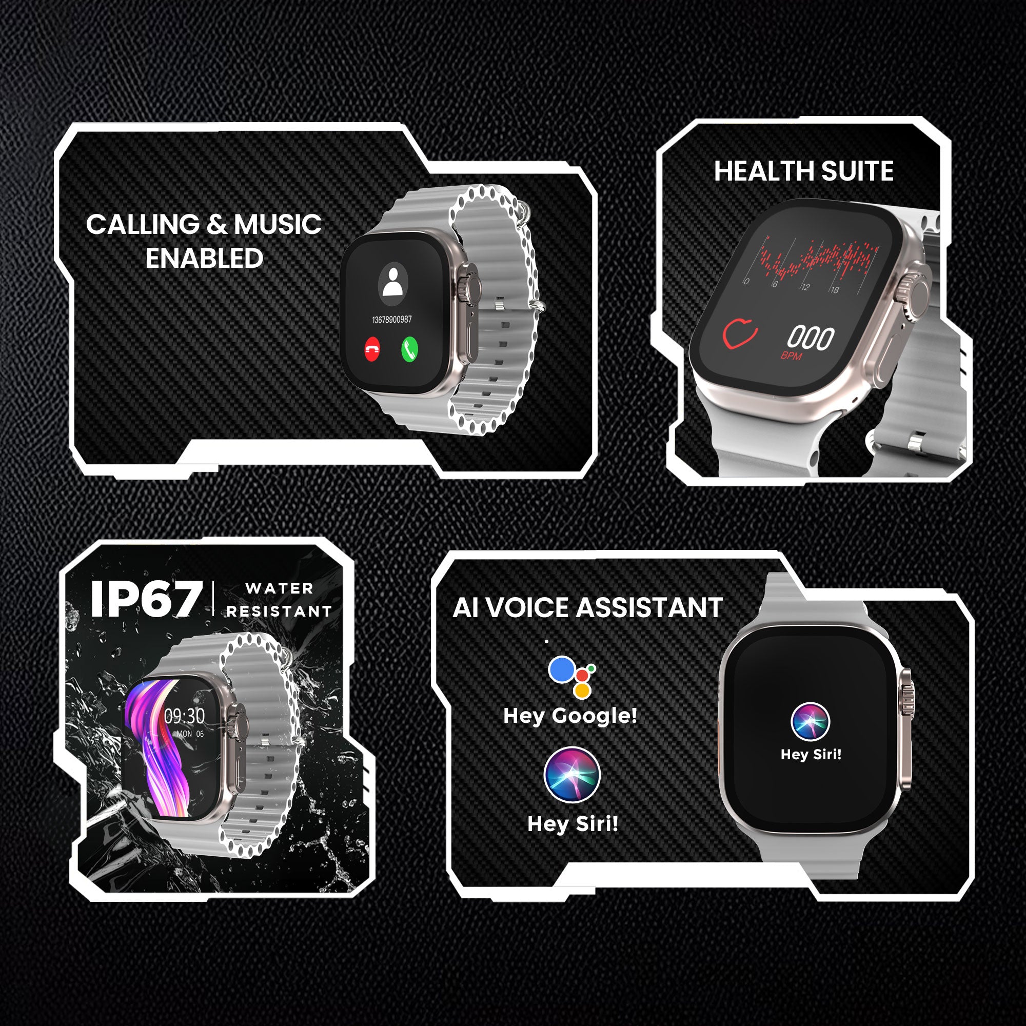 Gizmore CRAZE 2.01inch (5.1cm) Large Display with 240*283 px |500 NITS |AOD| Wireless Charging | AI Voice Assistance |Multi Sports Modes, IP67 | Bluetooth Calling Smart Watch for Men and Women