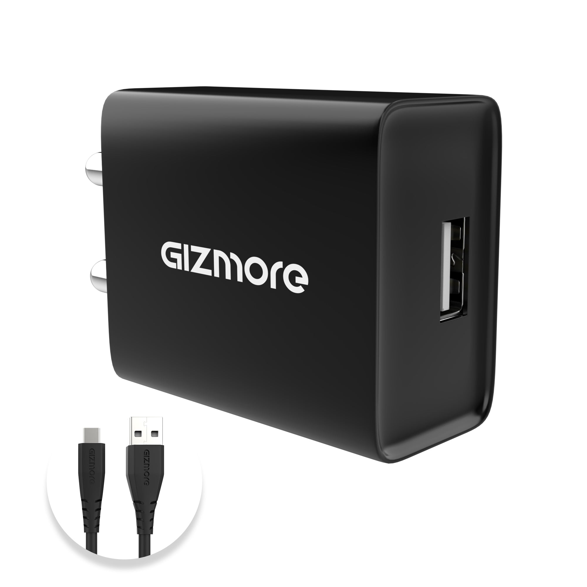 GIZMORE PA602 Pro 2.4A 5V Charger with Detachable Cable