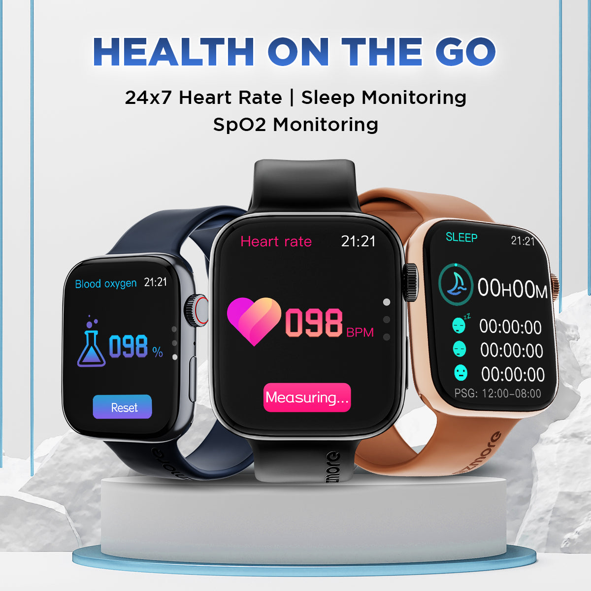 GIZMORE Cloud 1.85(4.69) cm IPS Large Display | AI Voice Assistant | Privacy Lock | Multiple Sport Modes| Bluetooth Calling Smartwatch