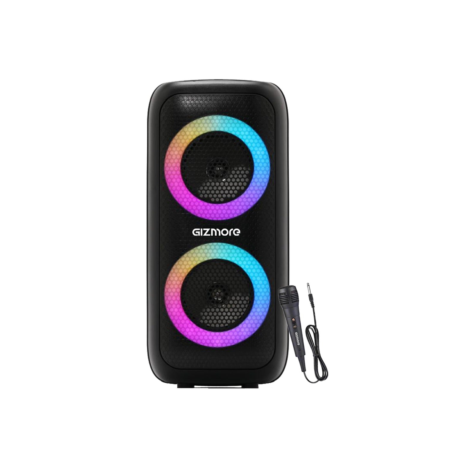 GIZMORE T40 Thunder Play 30W Party Speaker with Wired Mic | Portable Bluetooth Speaker | RGB Spectrum Lights | Dual 4-Inch Woofers | Powerful Bass | 3 Hours Playtime | Karaoke Speaker for Parties, Home & Outdoor