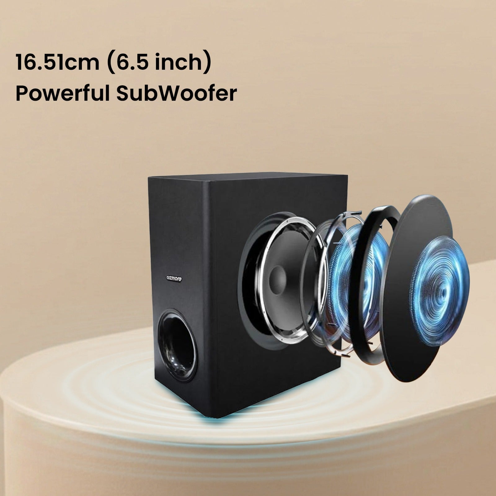GIZBAR 360 300W Soundbar with 6.5" Subwoofer | 360° Theatre Sound | Multiple EQ Modes | HDMI, Optical, AUX Connectivity | Wall Mountable Design