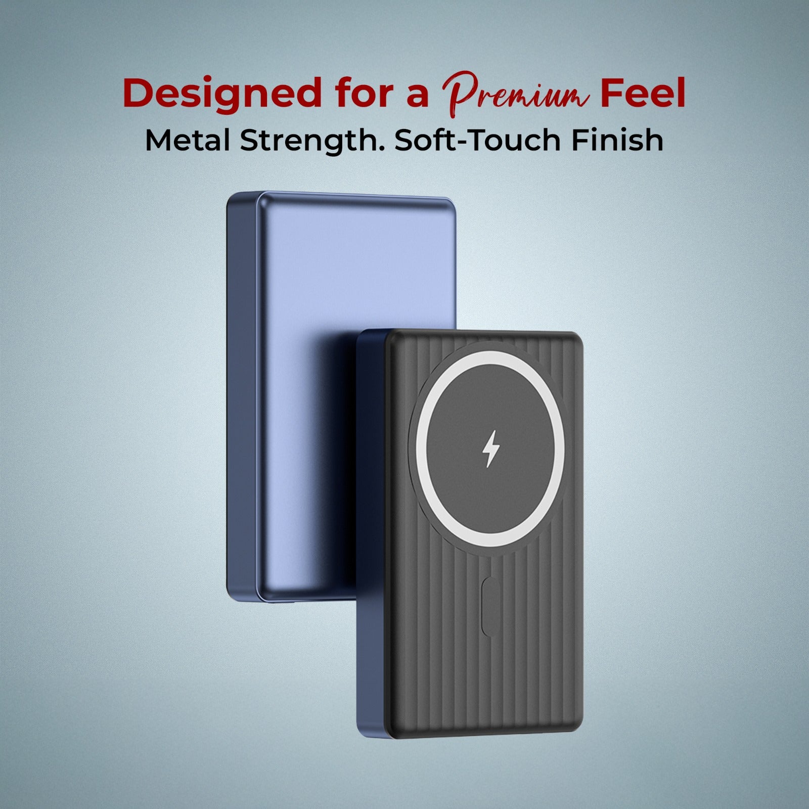 GIZMORE PD10K45 VoltGo iMag 10000mAh Magnetic Wireless Power Bank, 15W Wireless Charging, 20W Wired Charging, Soft-Touch Finish, Metallic Build, Portable Design for Compatible Magnetic Charging Devices