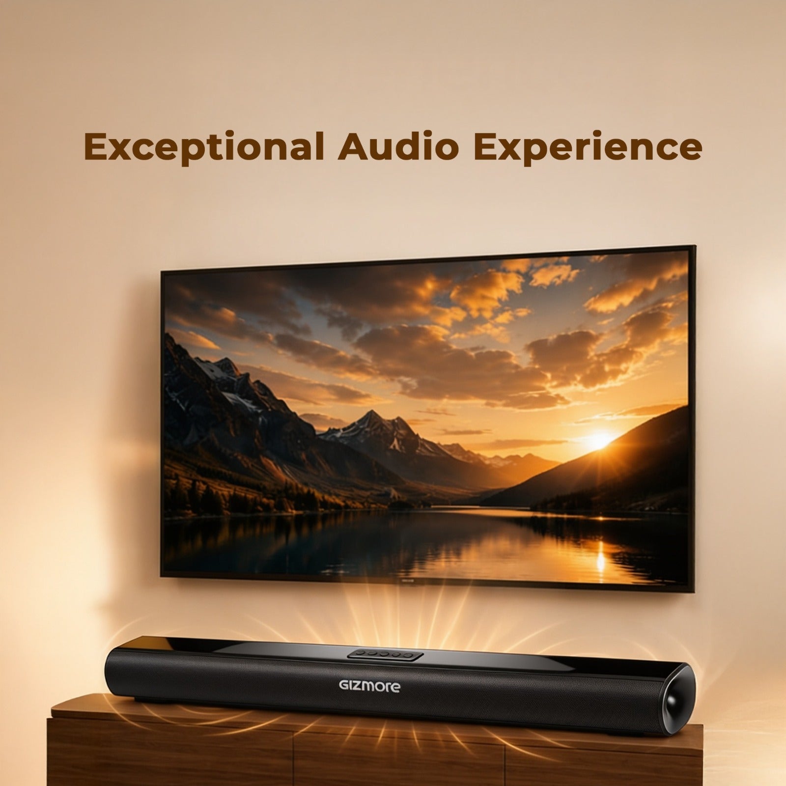 GIZBAR 30, 30W Powerful Soundbar with Dual Drivers, 3 Hours Playback, Built-in Rechargeable Battery, AUX/USB/TF/COAX & Bluetooth Connectivity, Wall Mountable Design for TV, Music & Movies