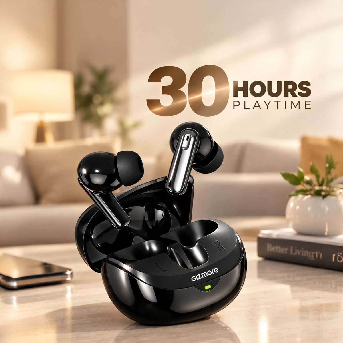 GIZMORE GIZBUD 870 MiniPod Wireless Earbuds with 13mm Driver, Touch Controls