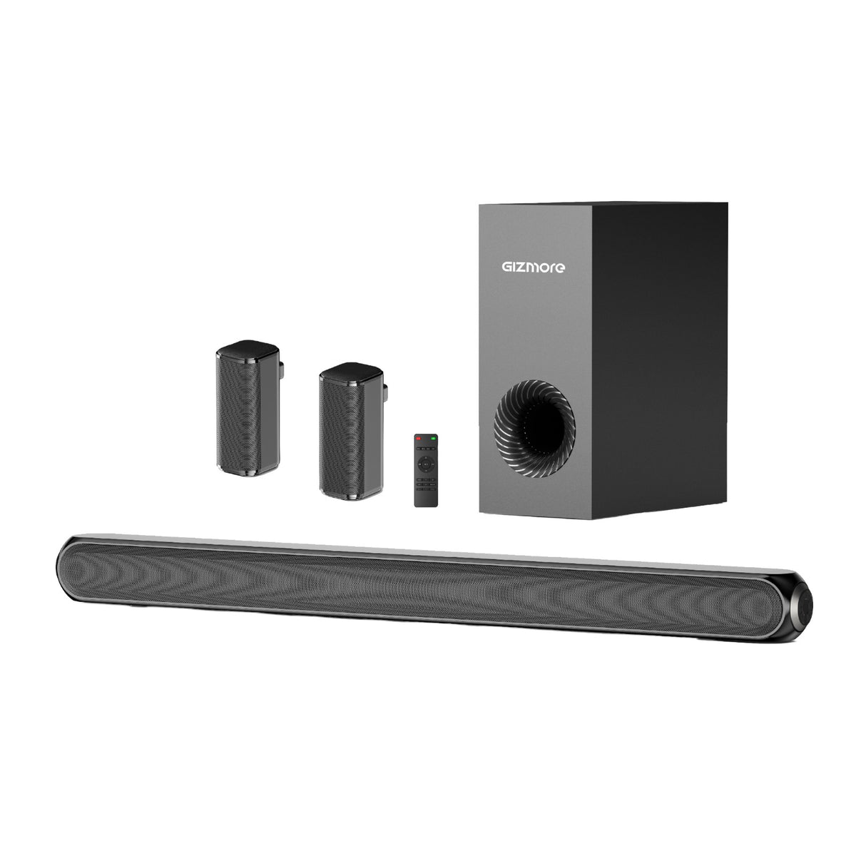 GIZMORE BAR320 MAX 360W 5.1 Channel Wired Soundbar System, Remote control multiple EQ modes, HDMI ARC, optical and Bluetooth connectivity