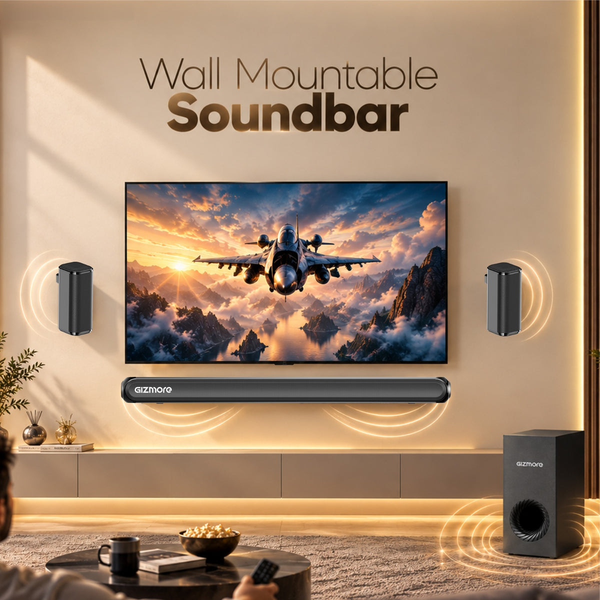GIZMORE BAR320 MAX 360W 5.1 Channel Wired Soundbar System, Remote control multiple EQ modes, HDMI ARC, optical and Bluetooth connectivity