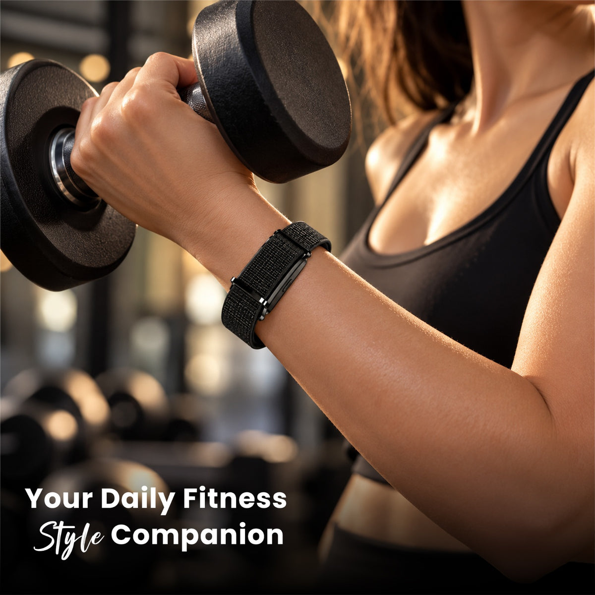 Gizmore Pulse Y Fitness band , 60-Day Battery, Zinc Alloy Casing, 3 ATM Water Resistance, 100+ Sports Modes, HRV & Stress Tracking, Call/Message Alerts Black