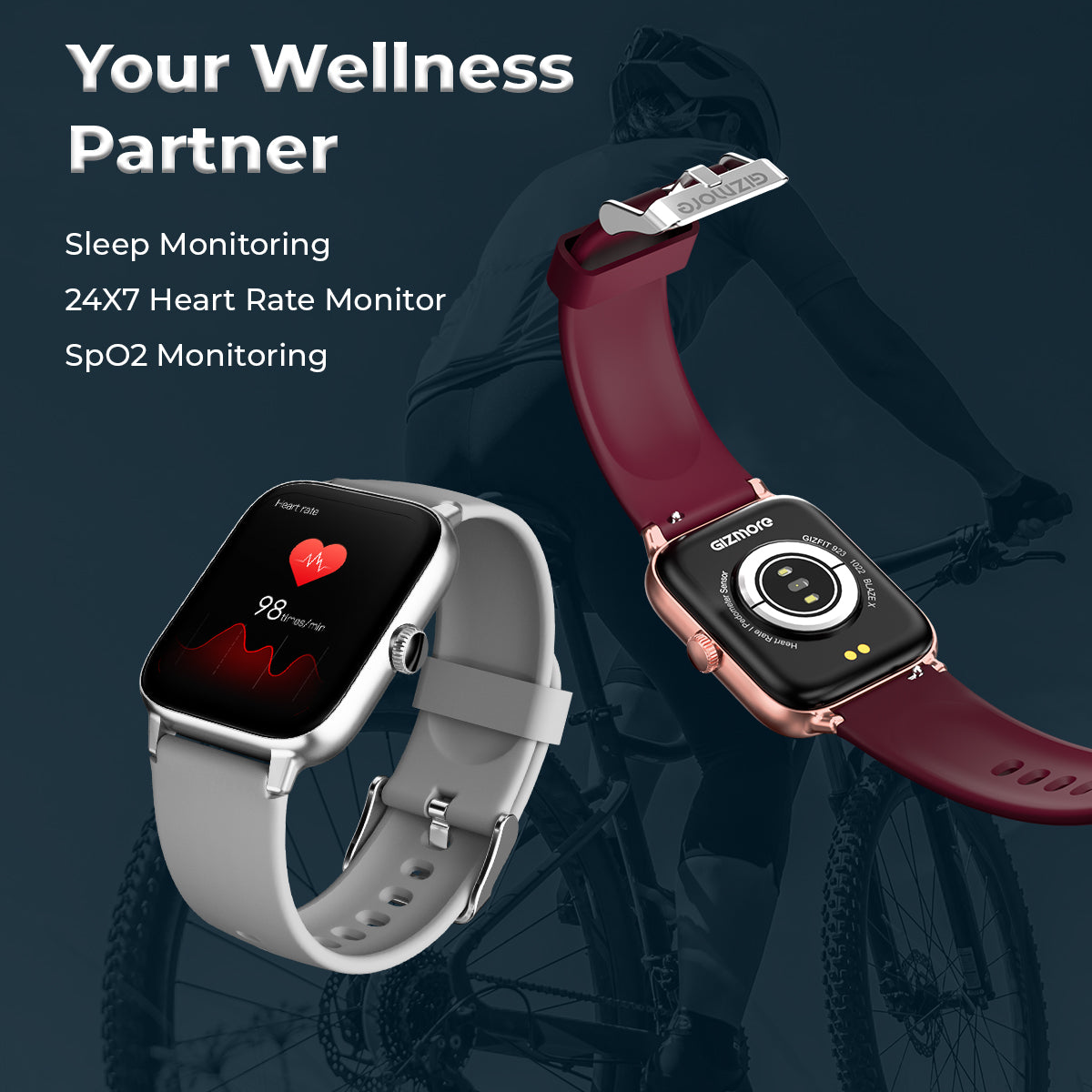GIZMORE Blaze X Smartwatch Bluetooth Calling 1.85" HD Display, 600 NITS, 240 * 286 PX High Res with SpO2, Heart Rate Monitoring, smartwatch for Men and Women