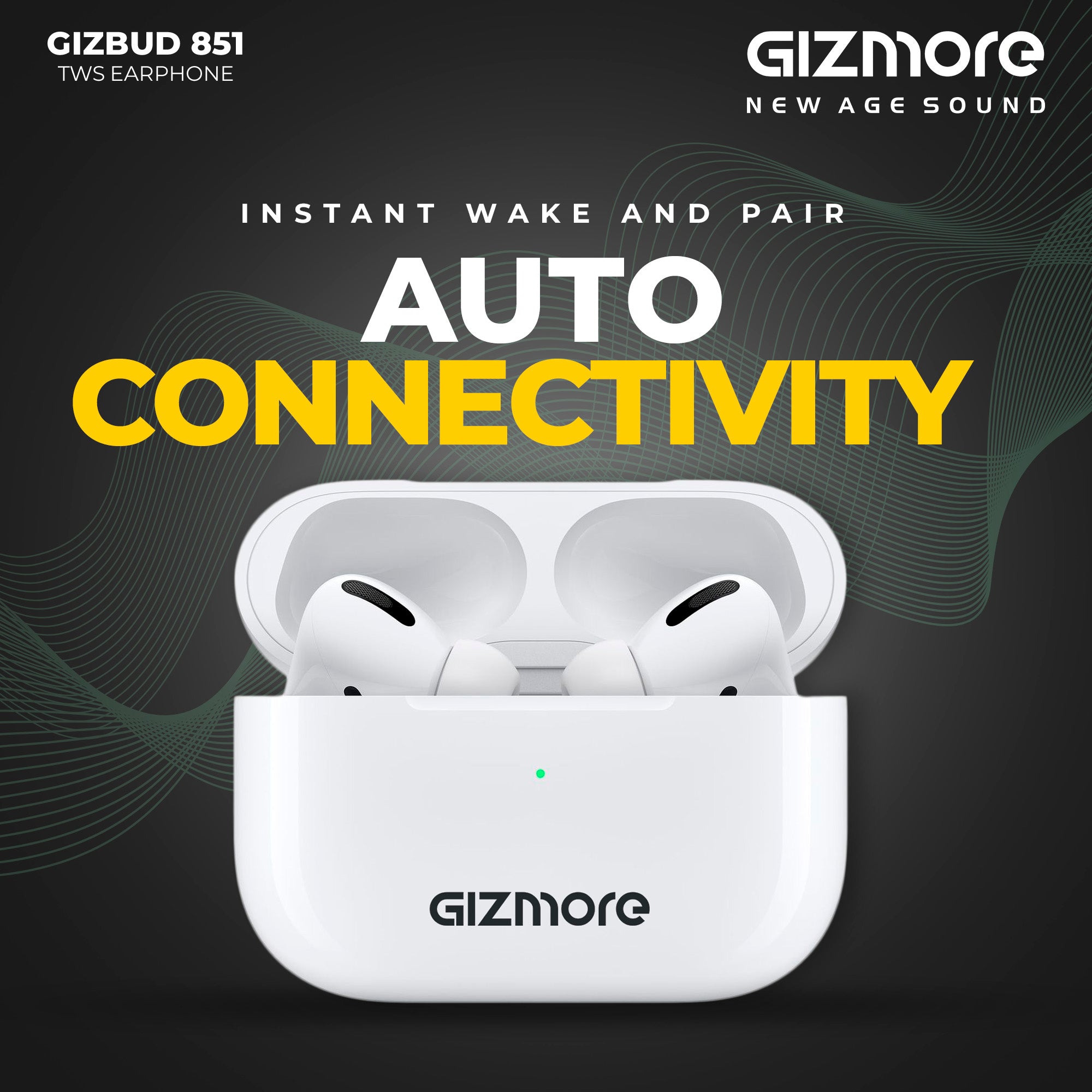 GIZMORE Gizbud 851 Bluetooth 5.0 in-Ear Wireless Earbuds with Noise Isolation | 12 Hrs Playtime, Touch Control, and Voice Assistance