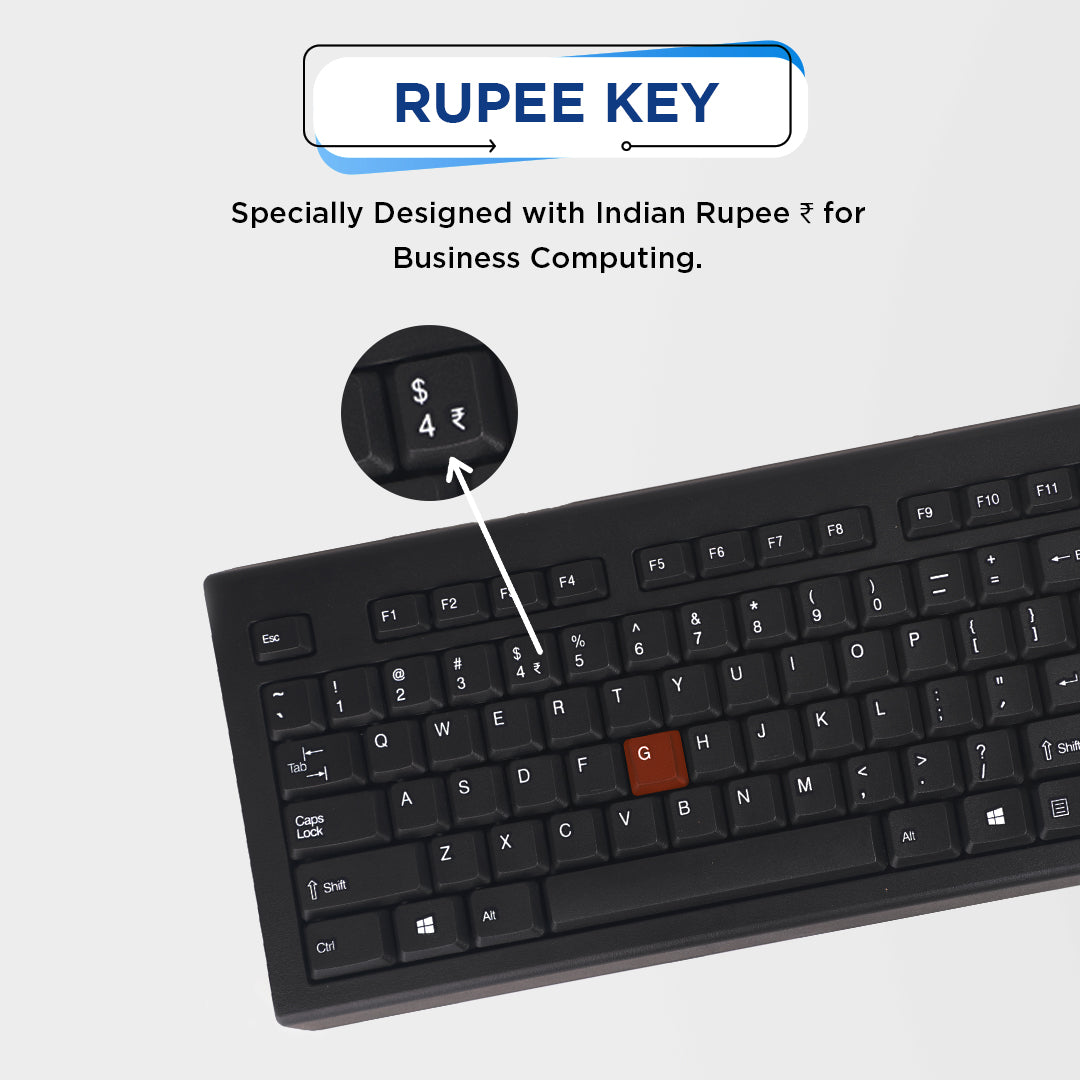 Gizmore GIZ KB01 Keyboard Specially Designed with Indian Rupee ₹ for Business Computing