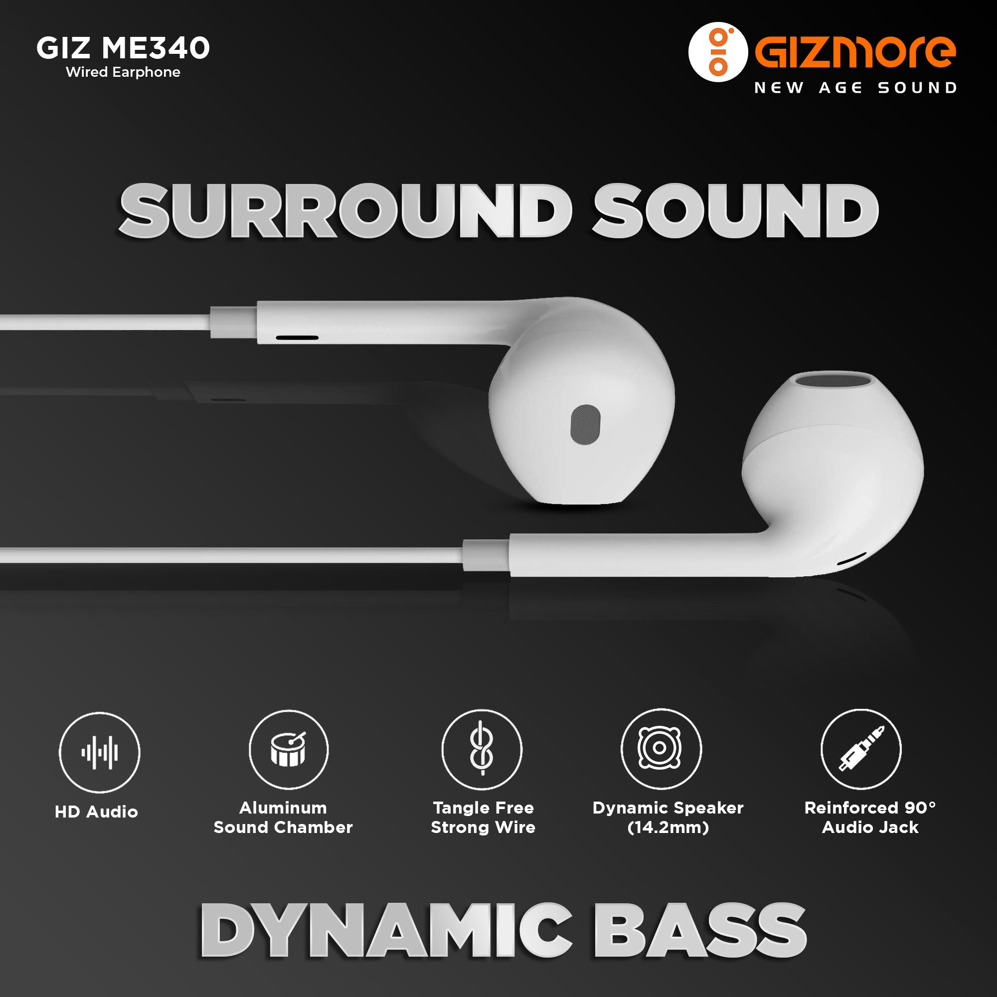 Gizmore ME340 3.5mm Earphone with Multi-function control