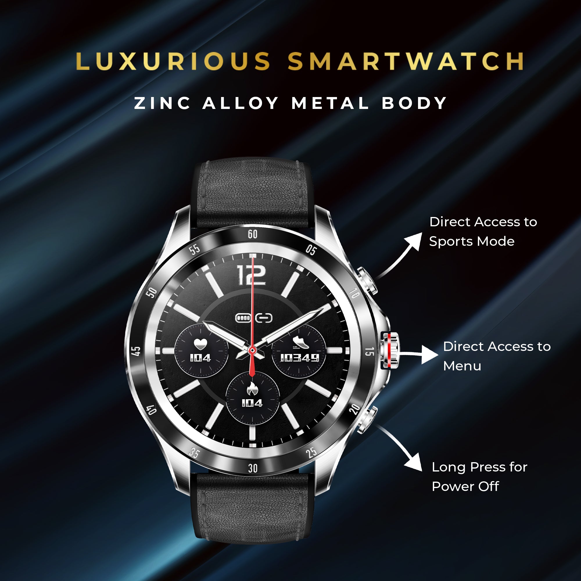 GIZMORE Glow Luxe AMOLED with 1.32 Inch HD Large Display | 500 NITS with Bluetooth Calling Smartwatch