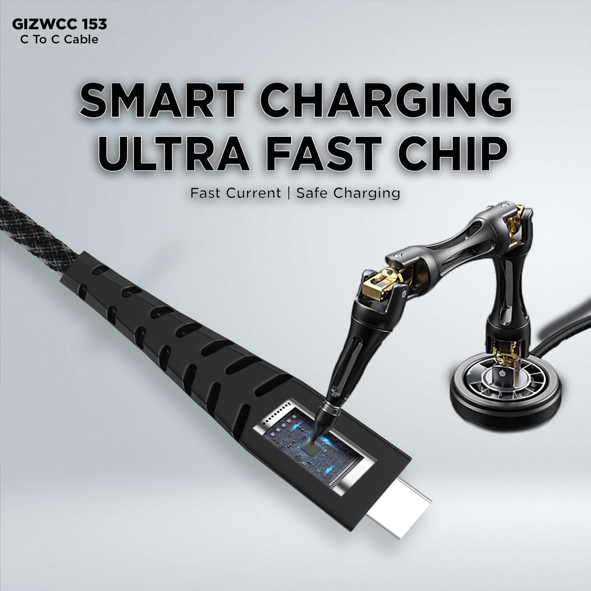 Gizmore WCC153 Type C to Type C charging cable, fast data transfer